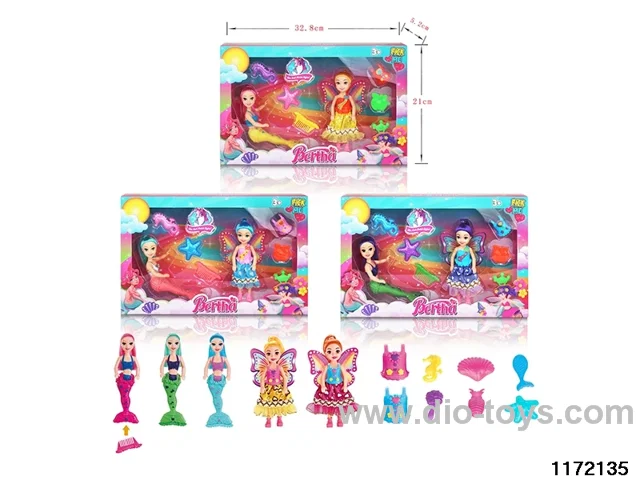 Mermaid + Butterfly Doll Set