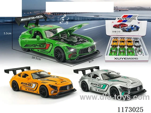 1:24 pull back alloy car 8PCS W L/M (openable door)