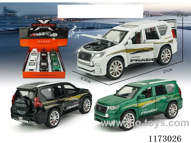1:24 pull back alloy car 6PCS W L/M (openable door)