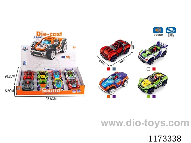 pull back alloy car with sound（3*AG3 included）8PCS