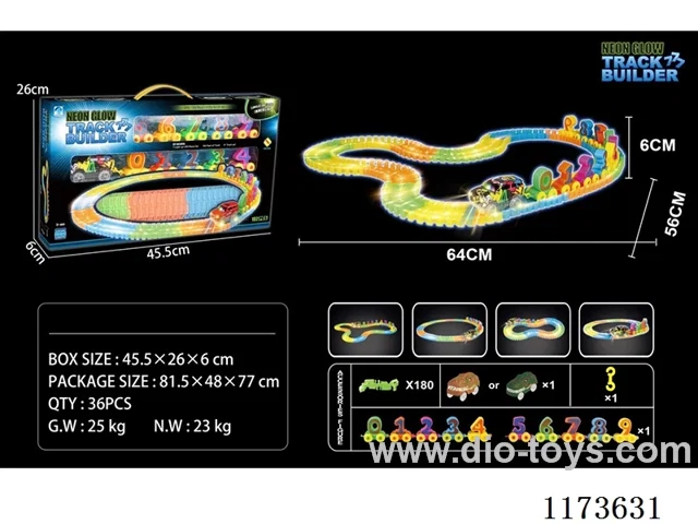 Glow-in-the-Dark Electric Railcar with Red and Blue Cars