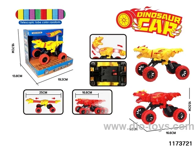 Lighted Retractable Inertia Dinosaur Car