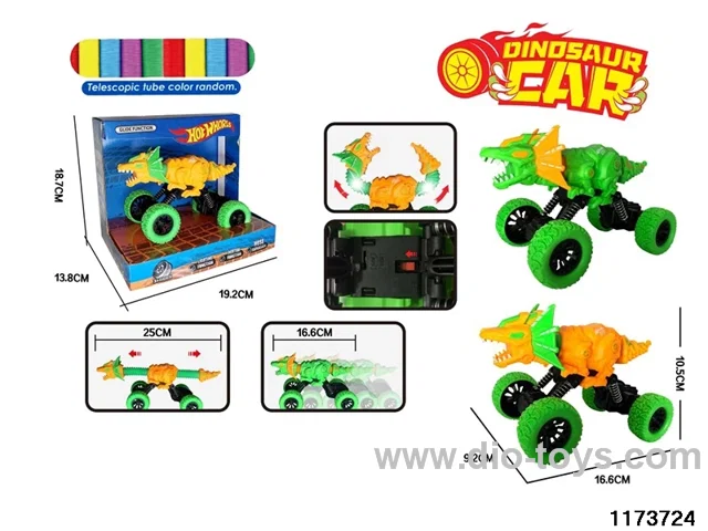 Lighted Retractable Inertia Dinosaur Car