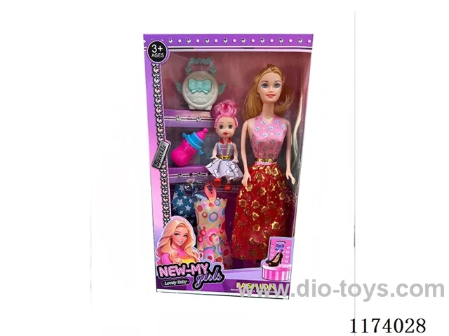 11 Inch solid Barbie doll girl family little doll bottle bag