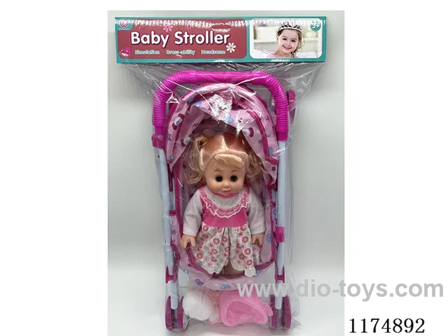 14” Live Eye Doll w/6 Voices w/All Iron Cart, w/accessories, included 3pc AG13