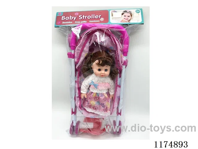 14” Live Eye Doll w/6 Voices w/All Iron Cart, w/accessories, included 3pc AG13
