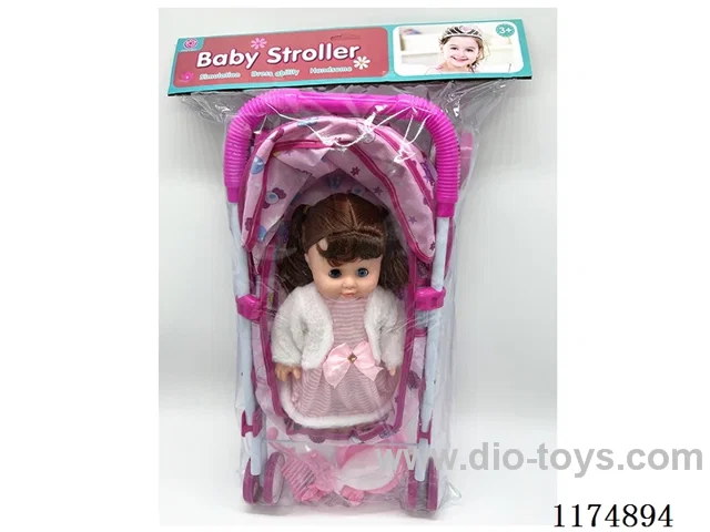 14” Live Eye Doll w/6 Voices w/All Iron Cart, w/accessories, included 3pc AG13