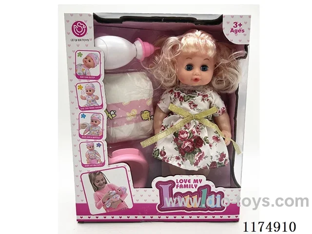 12” Live Eye Doll, Drinking and Peeing with 4 Voices, Accessories, included 2*AG13 Batteries