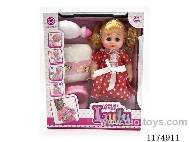 12” Live Eye Doll, Drinking and Peeing Function, with 4 Voices IC, Accessories, included 2*AG13 Battery