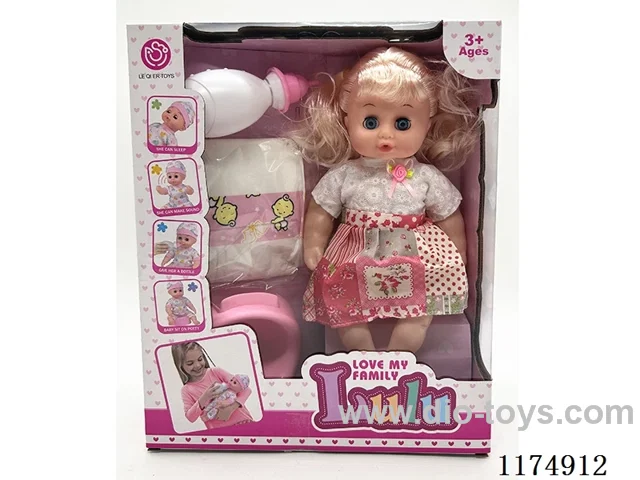 12” Live Eye Doll, Drinking and Peeing Function, with 4 Voices IC, Accessories, included 2*AG13 Battery