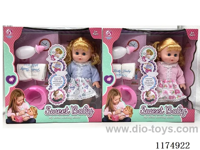 14” Live Eye Doll, Drinking and Peeing Function, with 6 Voices IC, Accessories, included 3*AG13 Battery
