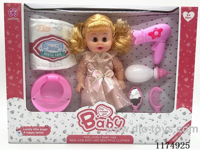 14” Live Eye Doll, Drinking and Peeing Function, with 6 Voices IC, Accessories, included 3*AG13 Batteries