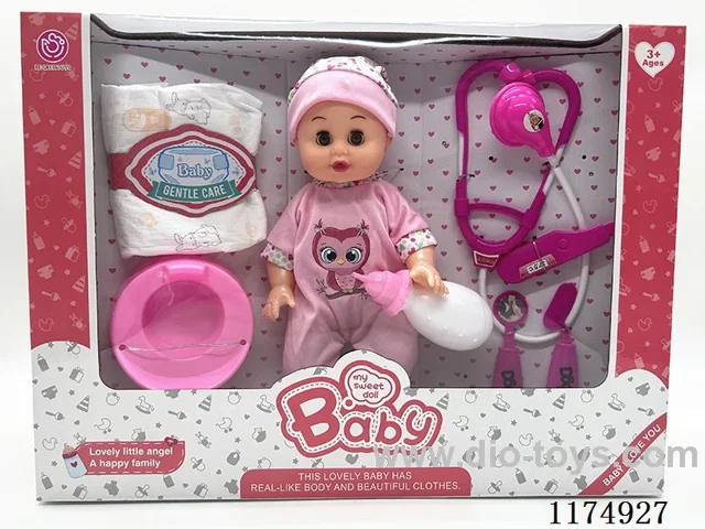 14” Live Eye Doll, Drinking and Peeing Function, with 6 Voices IC, Accessories, included 3*AG13 Batteries