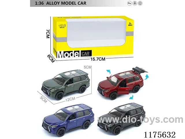 1:36 Alloy pull back car with openable door 4 colors mix
