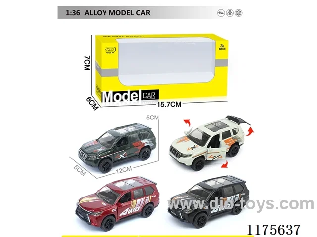 1:36 Alloy Pull Back Car with Open Door 2 4 Colors Mixed