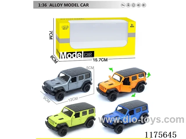 1:36 Alloy Pull Back Car with Open Door 4 Color Mixed (W L/M, included 3*AG13)