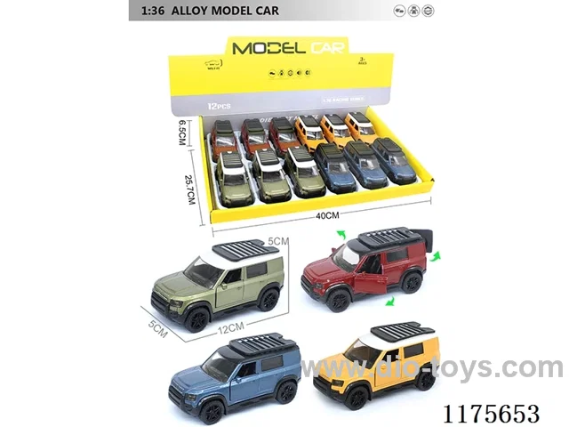 1:36-12PCS Alloy Pull Back Car Can Open Door 4 Colors Mixed Pack