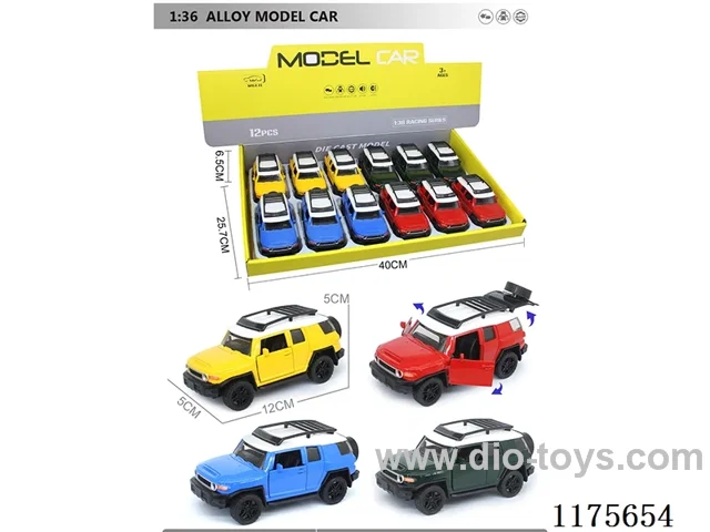 1:36-12PCS Alloy Pull Back Cart with Open Door 4 Color Mixed Pack