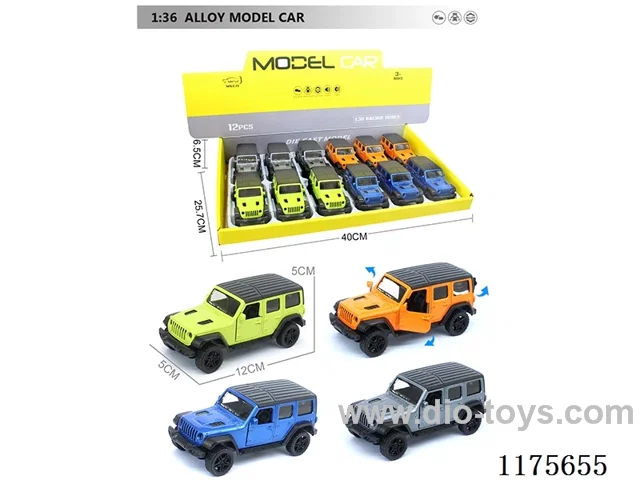1:36-12PCS Alloy Pull Back Cart with Open Door 4 Color Mixed Pack