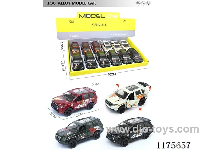 1:36-12PCS Alloy Pull Back Car with Door Opening 2 4 Colors Mixed