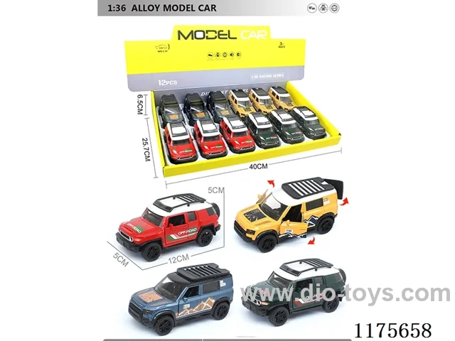 1:36-12PCS Alloy Pull Back Car Can Open Door 2 Section 4 Colors Mixed