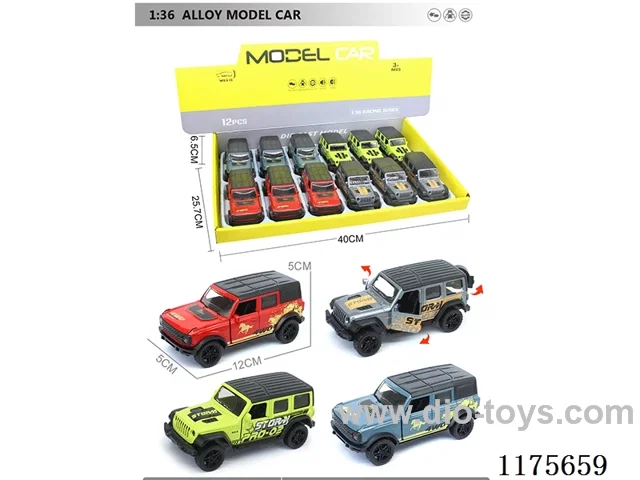 1:36-12PCS Alloy Pull Back Car with Open Door 2 models 4 colors Mixed Pack