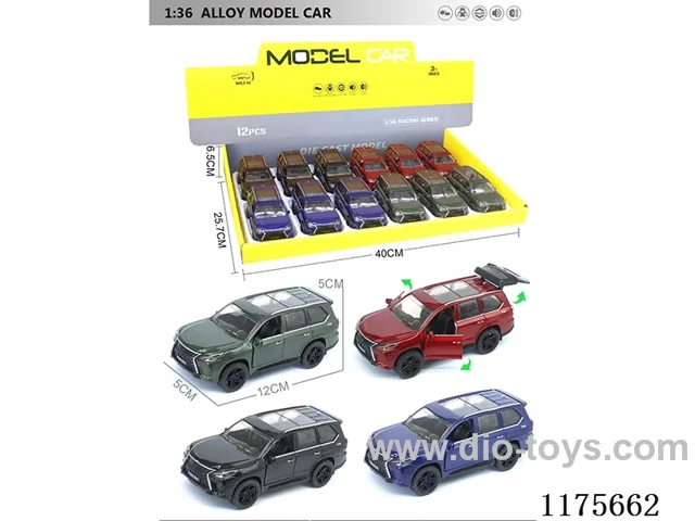 1:36-12PCS Alloy Pull Back Cart with Open Door 4 Color Mixed (W L/M, included 3*AG13)