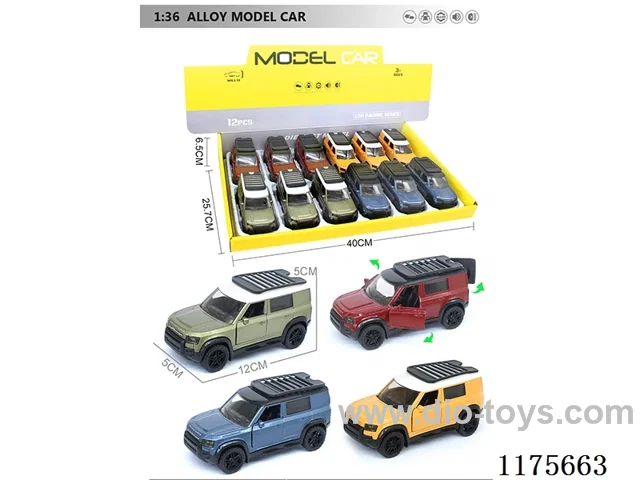 1:36-12PCS Alloy Pull Back Cart with Open Door 4 Color Mixed (W L/M, included 3*AG13)