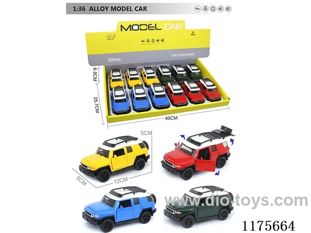 1:36-12PCS Alloy Pull Back Cart with Open Door 4 Color Mixed (W L/M, included 3*AG13)