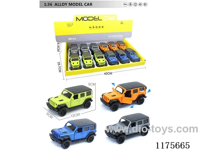 1:36-12PCS Alloy Pull Back Cart with Open Door 4 Color Mixed (W L/M, included 3*AG13)