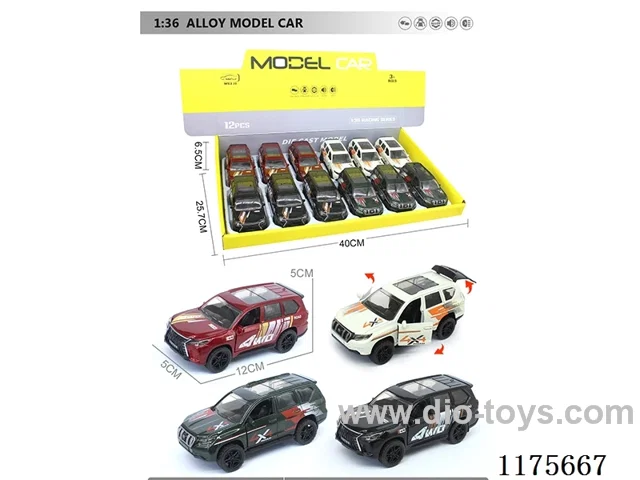 1:36-12PCS Alloy pull back cart with door openable 2 models 4 colors mixed (W L/M, included 3*AG13)