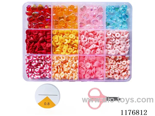 DIY Jewelry Set(Heart bead + polymer sheet + scissors thread (12 grids))