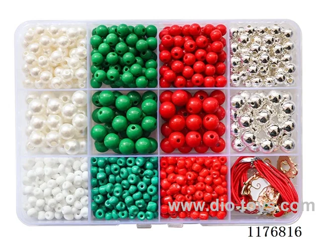 DIY Jewelry Set(DIY Christmas 4cm beads + 6/8cm silver beads Round beads + Pendant + Thread (12 grids))