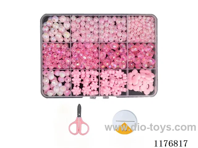 DIY Jewelry Set(DIY Pink beading + Scissors thread (12 grids))