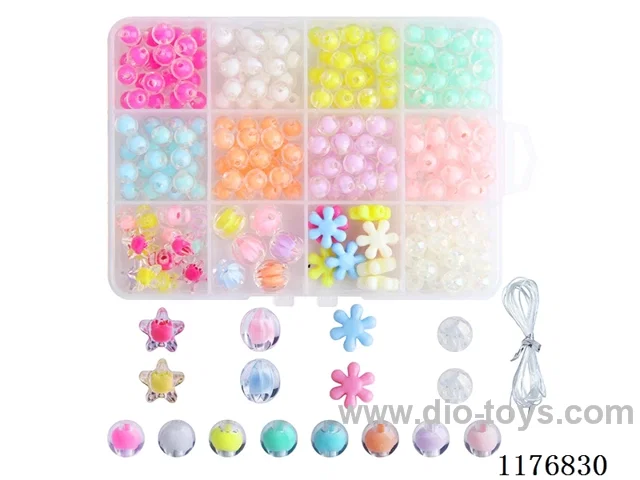 DIY Jewelry Set(8mm round beads + colored beads + thread (12 grids))