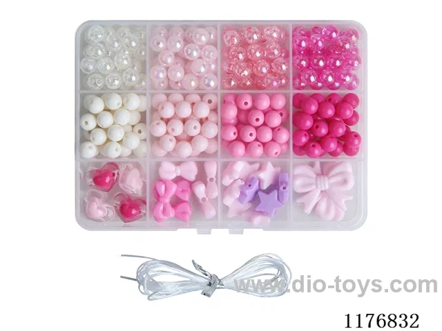 DIY Jewelry Set(8mm round beads + colored beads + thread (12 grids))