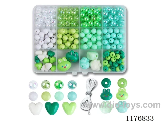DIY Jewelry Set(8mm round beads + colored beads + thread (12 grids))