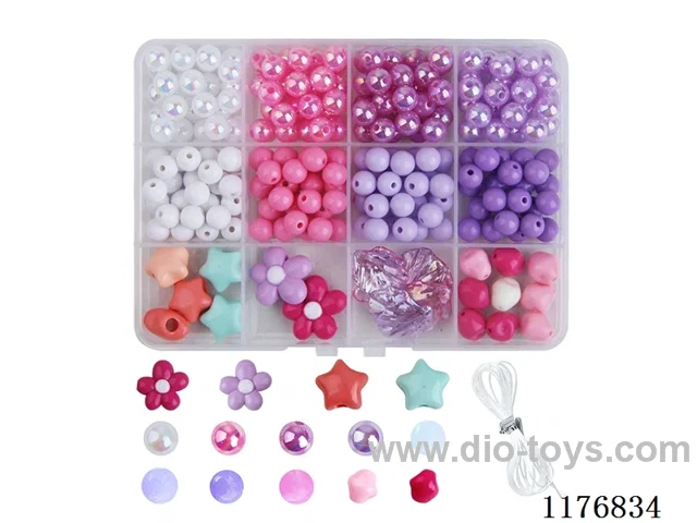 DIY Jewelry Set(8mm round beads + colored beads + thread (12 grids))