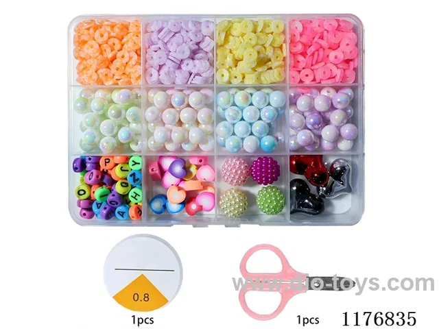 DIY Jewelry Set(8mm round bead + polymer clay + letter bead + colored bead + scissors thread (12 grids))
