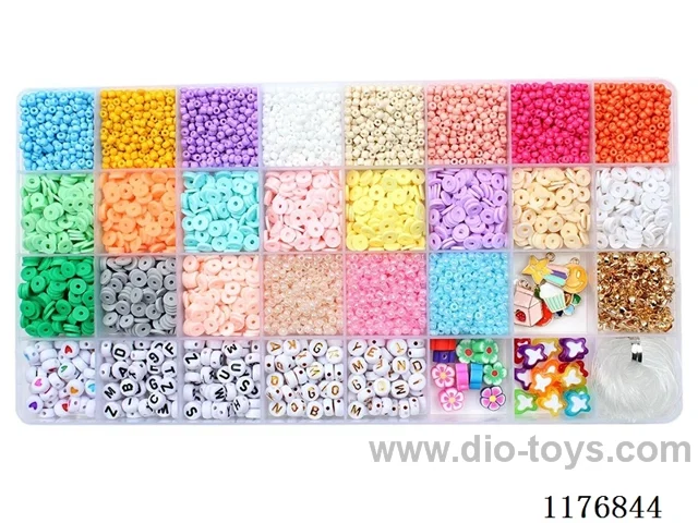 DIY Jewelry Set(Polymer clay + 3cm bead + letter bead + Pendant + Lobster buckle wrap thread (32 squares))