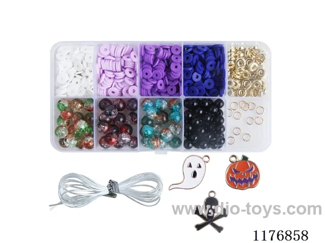 DIY Jewelry Set(8mm round bead + polymer clay + Bead + Pendant + thread (10 grids))