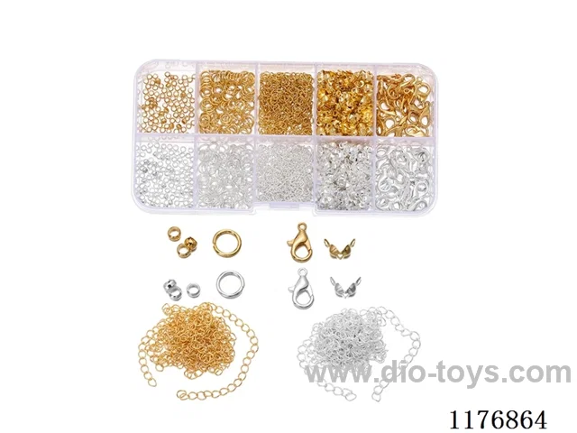 DIY Jewelry Set(Positioning bead + open loop + side chain + wrap button + Lobster button (10 squares))