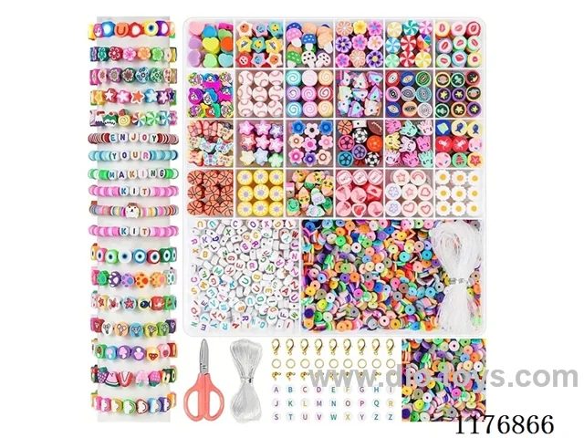 DIY Jewelry Set(Alphabet bead + polymer clay sheet + polymer clay bead + lobster buckle buckle scissors thread (26 bars))