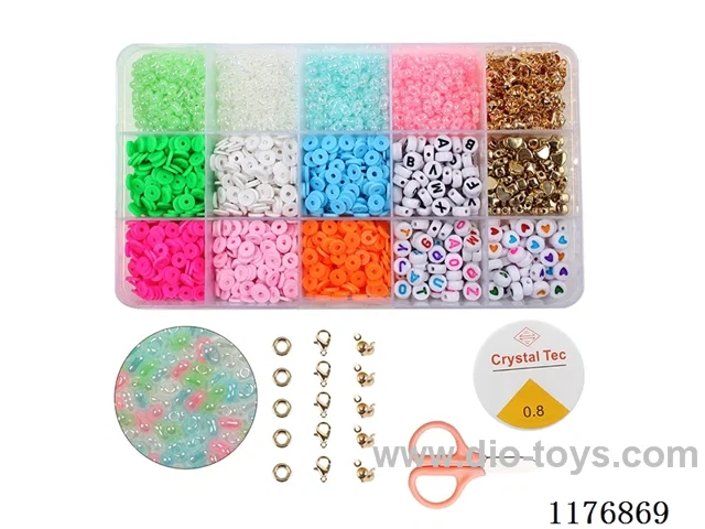 DIY Jewelry Set(Polymer clay + peanut beads + letter beads + spacer beads + lobster buckle buckle scissors thread (15 squares))