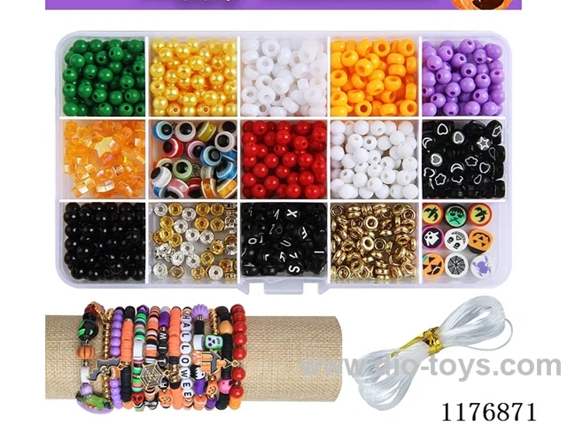 DIY Jewelry Set(6cm round bead pearl + Barrel bead Alphabet bead + polymer clay bead + septum bead + thread (15 grids))
