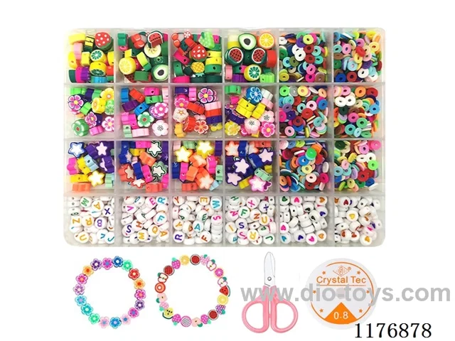 DIY Jewelry Set(Alphabet bead + polymer clay bead + polymer sheet + scissors thread (24 grids))