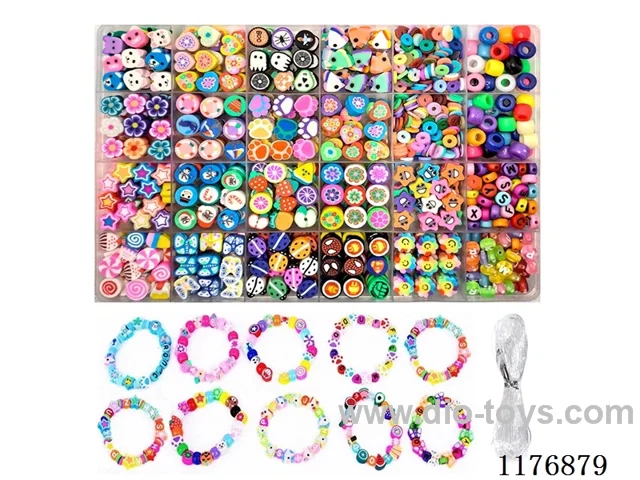 DIY Jewelry Set(Alphabet bead + polymer clay bead + polymer sheet + bucket bead + wire (24 grids))