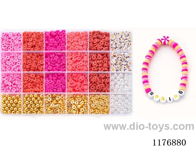 DIY Jewelry Set(Alphabet bead + polymer clay + pearl + Gold bead bead + thread (24 grids))