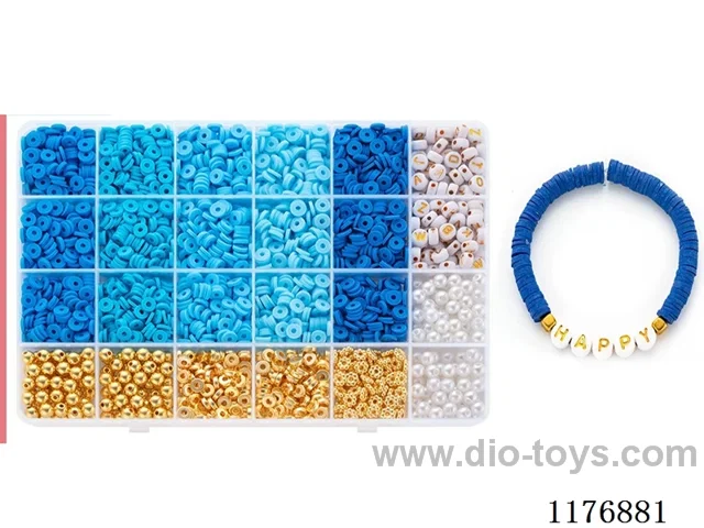 DIY Jewelry Set(Alphabet bead + polymer clay + pearl + Gold bead bead + thread (24 grids))