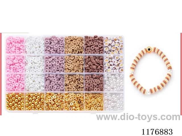 DIY Jewelry Set(Alphabet bead + polymer clay + pearl + Gold bead bead + thread (24 grids))